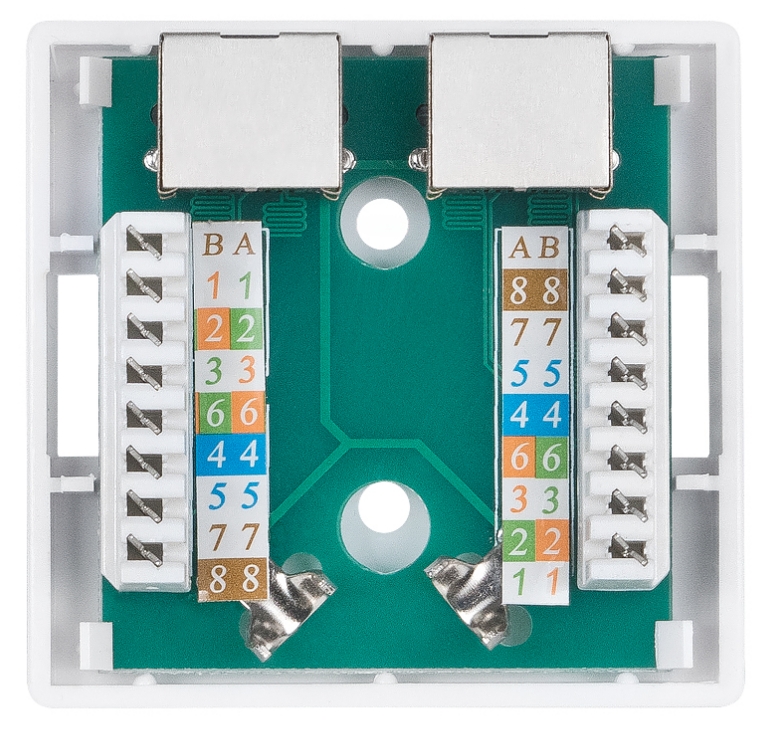 Розетка 2xrj 45 категория 6 с рамкой для установки в стену